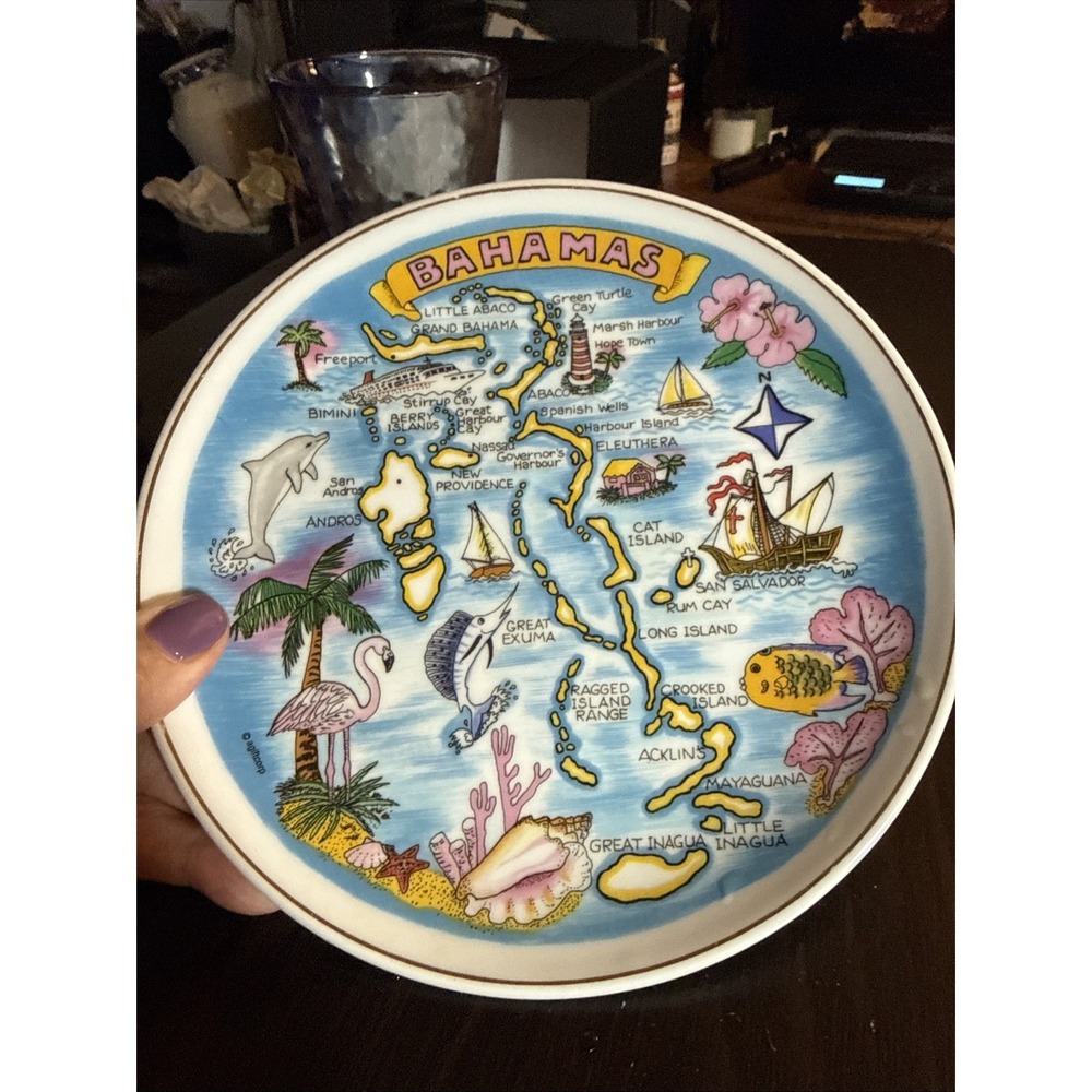 Vintage American Gift Collector Series Bahamas Souvenir Plate 90s 7"